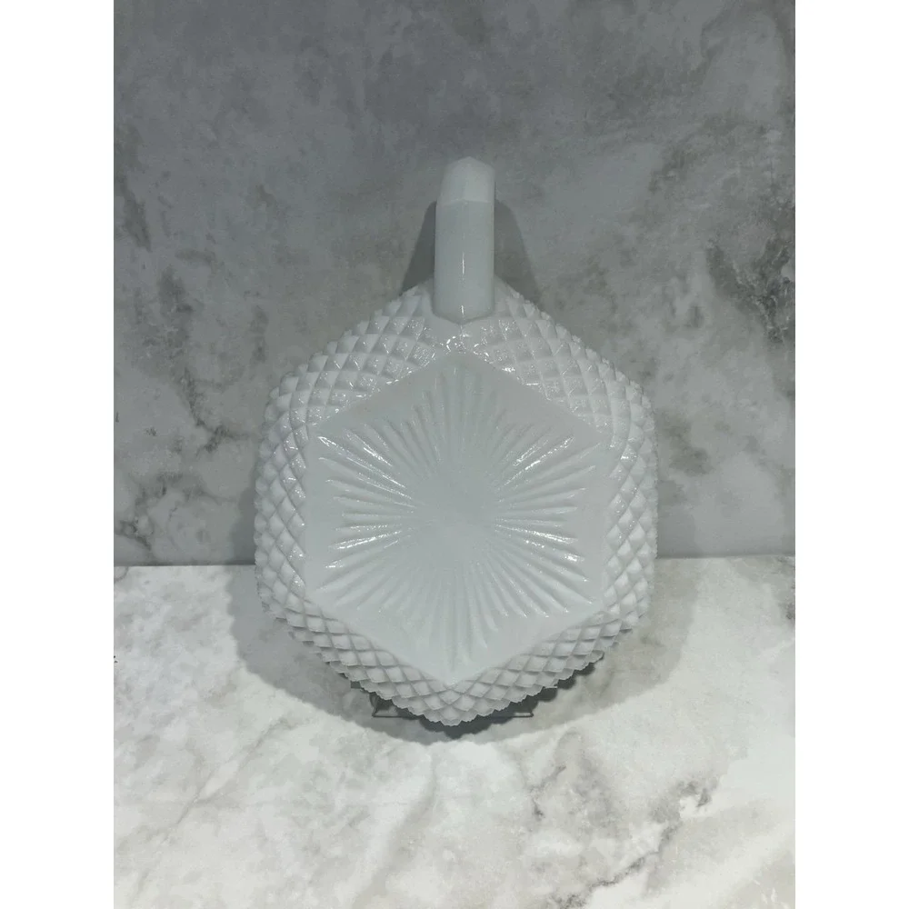 Westmoreland English Hobnail Milk Glass 1-Handle Candy Trinket Bowl Dish Hex Vtg